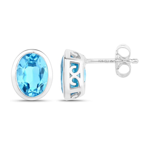 Bids.com 4.00 Carat Genuine Swiss Blue Topaz .925 Sterling Silver Earrings Earrings White Smoke
