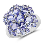 Bids.com 3.91 Carat Genuine Tanzanite .925 Sterling Silver Ring Rings White Smoke size 6.00,size 7.00,size 8.00,size 9.00,size 5.00,size 10.00