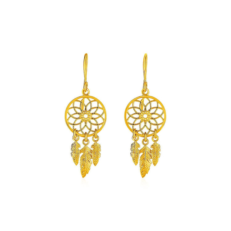 Bids.com Dream Catcher Earrings in 14k Yellow Gold Earrings White Smoke Yellow Gold