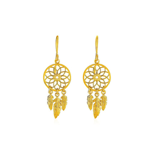 Bids.com Dream Catcher Earrings in 14k Yellow Gold Earrings White Smoke Yellow Gold