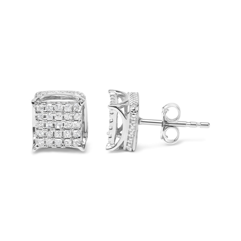 Bids.com 10K White Gold 1/2 Cttw Princess Cut Diamond Square Shaped Multi Stone Stud Earrings (H-I Color, SI1-SI2 Clarity) Earrings White Smoke White.Gold / 0.5