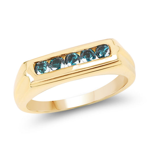 Bids.com 14K Yellow Gold Plated 0.40 Carat Genuine Blue Diamond .925 Sterling Silver Ring Rings White Smoke size 9.00,size 6.00,size 7.00,size 8.00