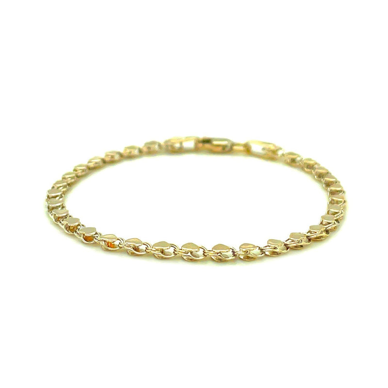 Bids.com 2.9mm 14k Yellow Gold Heart Anklet Accessories White Smoke 10 / Yellow Gold