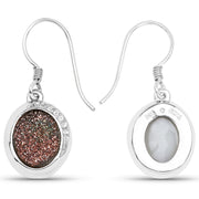 Bids.com 4.72 Carat Genuine Copper Bloom Drusy and White Topaz .925 Sterling Silver Earrings Earrings White Smoke