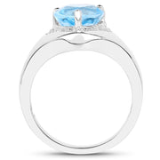 Bids.com 2.23 Carat Genuine Swiss Blue Topaz and White Topaz .925 Sterling Silver Ring Rings White Smoke size 7.00,size 9.00,size 6.00,size 8.00