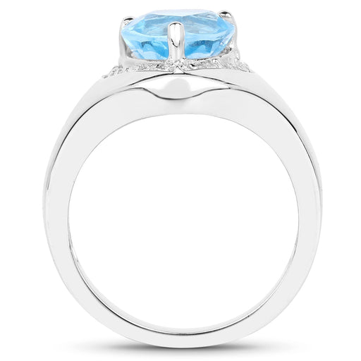Bids.com 2.23 Carat Genuine Swiss Blue Topaz and White Topaz .925 Sterling Silver Ring Rings White Smoke size 7.00,size 9.00,size 6.00,size 8.00