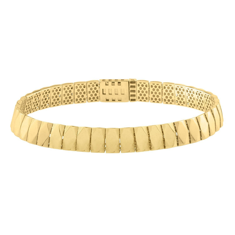 Bids.com 14k Yellow Gold Diamond Shaped Tile Length Bracelet (7.10 mm) Bracelets White Smoke 7 / Yellow Gold