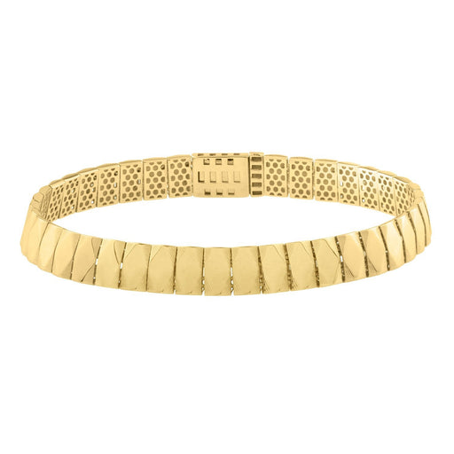 Bids.com 14k Yellow Gold Diamond Shaped Tile Length Bracelet (7.10 mm) Bracelets White Smoke 7 / Yellow Gold