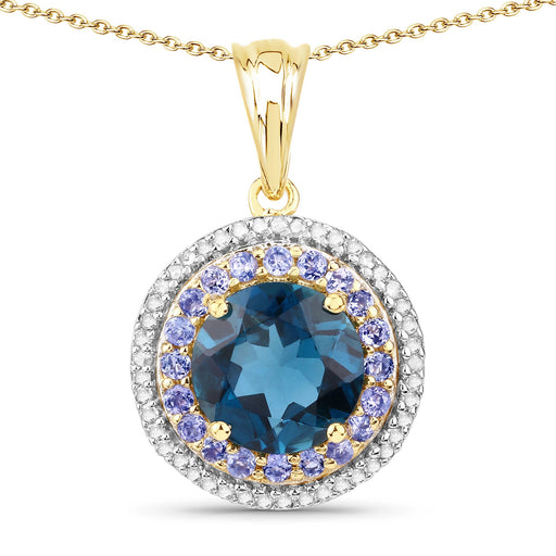 Bids.com "5.10 Carat Genuine London Blue Topaz, Tanzanite and White Topaz .925 Sterling Silver Pendant Pendants White Smoke