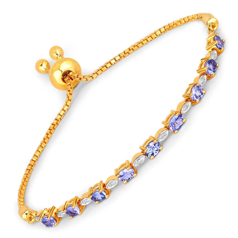 Bids.com 1.56 Carat Genuine Tanzanite and White Diamond .925 Sterling Silver Bracelet Bracelets White Smoke size 10.00