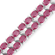 Bids.com 20.03 Carat Glass Filled Ruby and White Topaz .925 Sterling Silver Bracelet Bracelets White Smoke size 7.50,size 7.75