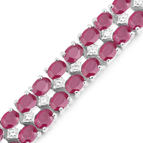 Bids.com 20.03 Carat Glass Filled Ruby and White Topaz .925 Sterling Silver Bracelet Bracelets White Smoke size 7.50,size 7.75