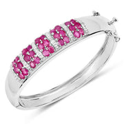 Bids.com 6.65 Carat Genuine Ruby and White Topaz .925 Sterling Silver Bracelet Bracelets White Smoke size 7.00,size 7.50