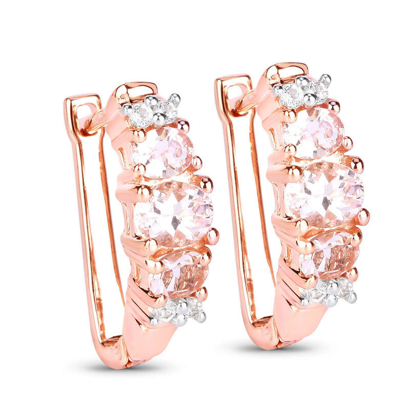 Bids.com 1.32 Carat Genuine Morganite and White Topaz .925 Sterling Silver Earrings Earrings White Smoke
