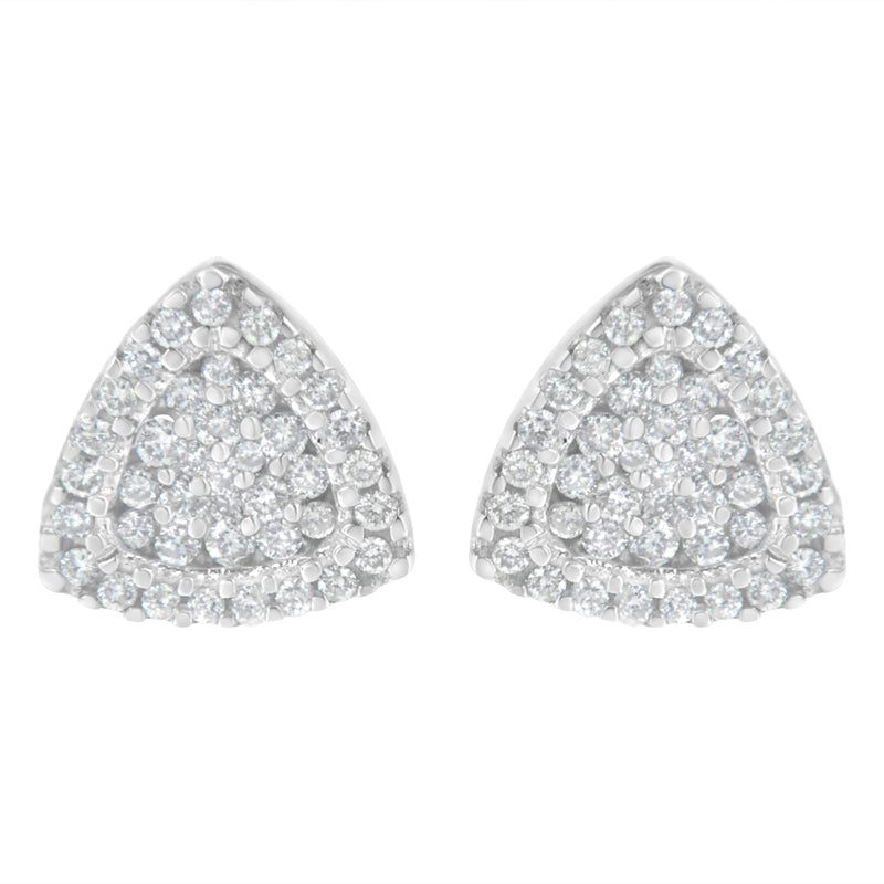 Bids.com 14K White Gold 1/2 cttw Trillion Shaped Diamond Stud Earrings (H-I Clarity, SI2-I1 Color) Earrings White Smoke White.Gold / 0.5