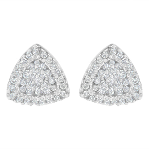Bids.com 14K White Gold 1/2 cttw Trillion Shaped Diamond Stud Earrings (H-I Clarity, SI2-I1 Color) Earrings White Smoke White.Gold / 0.5