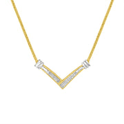 Bids.com 14K Yellow and White Gold 1/4 Cttw Princess Cut Diamond Channel-Set â€œVâ€ Shape 18" Pendant Necklace (H-I Color, SI2-I1 Clarity) Necklaces White Smoke YellowWhite.Gold / 18