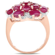 Bids.com 14K Rose Gold Plated 4.52 Carat Genuine Glass Filled Ruby .925 Sterling Silver Ring Rings White Smoke size 7.00,size 8.00,size 6.00