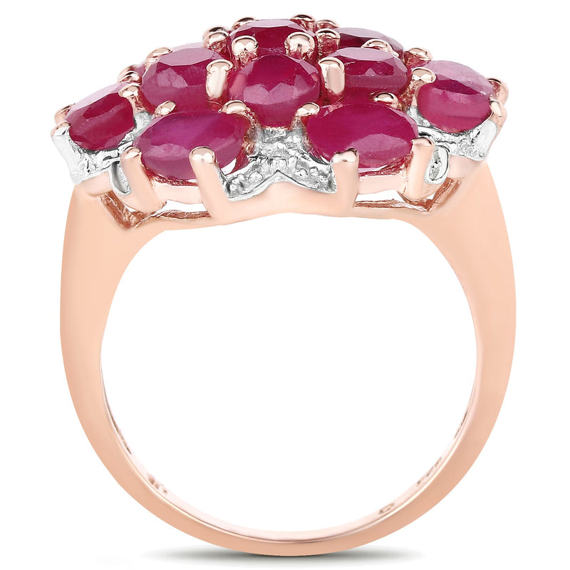 Bids.com 14K Rose Gold Plated 4.52 Carat Genuine Glass Filled Ruby .925 Sterling Silver Ring Rings White Smoke size 7.00,size 8.00,size 6.00