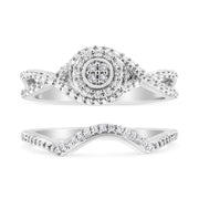 Bids.com .925 Sterling Silver 1/6 Cttw Diamond Composite Halo and Split Shank Bridal Set Ring and Band  (I-J Color, I3 Clarity) - Size 7 Rings White Smoke 7 / White.Sterling Silver,9 / White.Sterling Silver,6 / White.Sterling Silver,8 / White.Sterling Silver,5 / White.Sterling Silver,10 / White.Sterling Silver,11 / White.Sterling Silver,12 / White.Sterling Silver