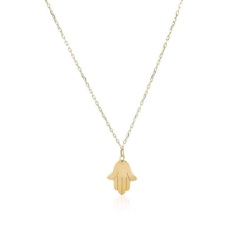 Bids.com 14K Yellow Gold Hand of Hamsa Necklace Necklaces White Smoke 18 / Yellow Gold