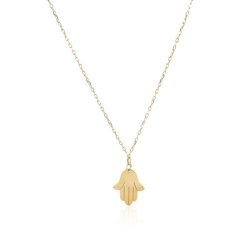 Bids.com 14K Yellow Gold Hand of Hamsa Necklace Necklaces White Smoke 18 / Yellow Gold