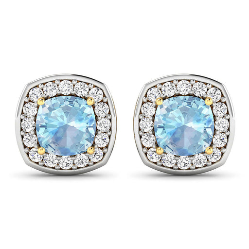 Bids.com 1.95 Carat Genuine Aquamarine and White Diamond 14K Yellow Gold Earrings Earrings White Smoke