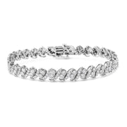 Bids.com .925 Sterling Silver 2.0 Cttw Round-Cut Diamond "S" Link Bracelet (I-J Color, I3 Clarity) - 7.25" Bracelets White Smoke White.Sterling Silver / 7.25