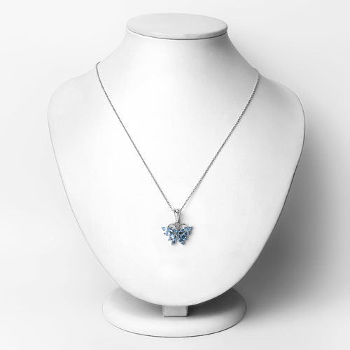 Bids.com 1.76 Carat Genuine Swiss Blue Topaz .925 Sterling Silver Pendant Pendants White Smoke