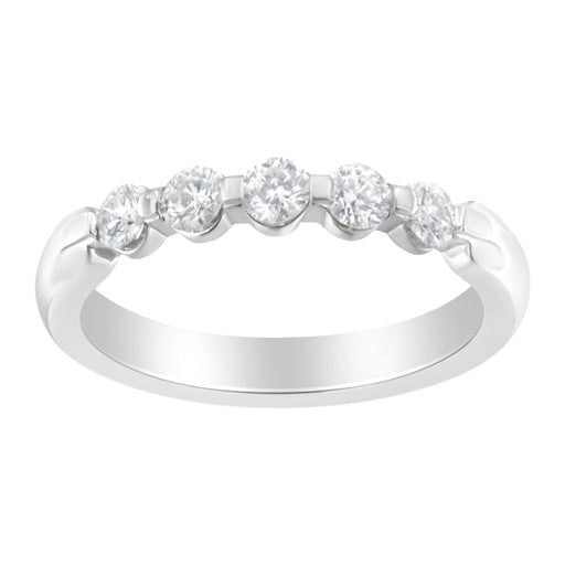Bids.com 14K White Gold 1/2 cttw Diamond 5-Stone Band Ring (H-I Clarity, SI2-I1 Color) - Size 7 Rings White Smoke 7 / White.Gold