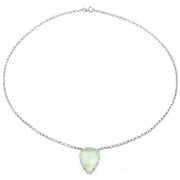 Bids.com 10.77 Carat Genuine Prehnite And White Topaz .925 Sterling Silver Pendant Pendants White Smoke