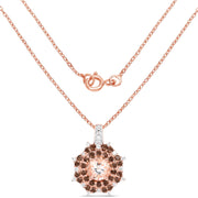Bids.com 18K Rose Gold Plated 1.61 Carat Genuine Morganite, Smoky Quartz and White Zircon .925 Sterling Silver Pendant Pendants White Smoke