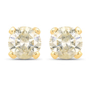 Bids.com 0.98 Carat Genuine LB Diamond 14K Yellow Gold Earrings Earrings White Smoke