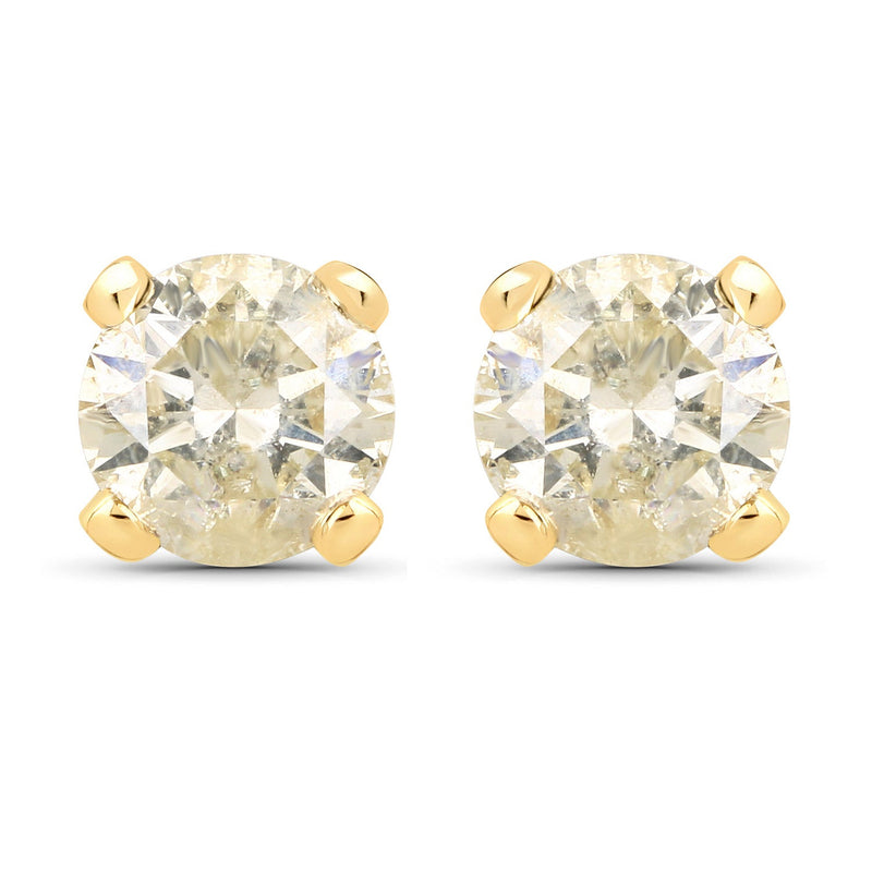 Bids.com 0.98 Carat Genuine LB Diamond 14K Yellow Gold Earrings Earrings White Smoke