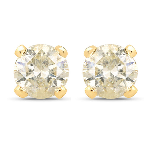 Bids.com 0.98 Carat Genuine LB Diamond 14K Yellow Gold Earrings Earrings White Smoke