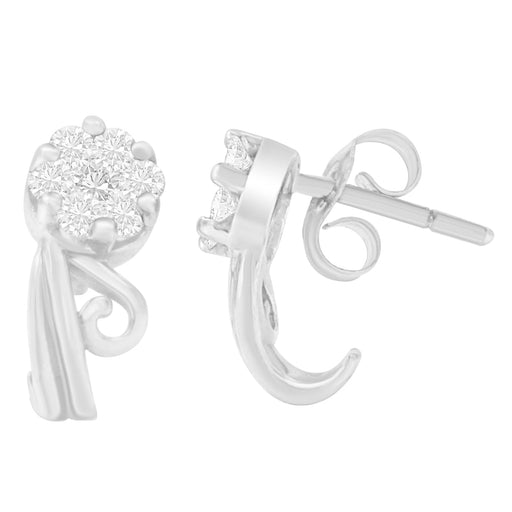 Bids.com 14K White Gold 1/2 cttw Round Cut Diamond Earrings (H-I, I1-I2) Earrings White Smoke White.Gold / 0.5