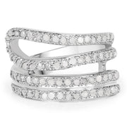Bids.com 0.83 Carat Genuine White Diamond .925 Sterling Silver Ring Rings White Smoke size 7.00,size 8.00,size 6.00,size 9.00