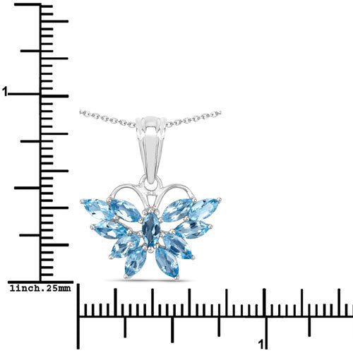 Bids.com 1.76 Carat Genuine Swiss Blue Topaz .925 Sterling Silver Pendant Pendants White Smoke