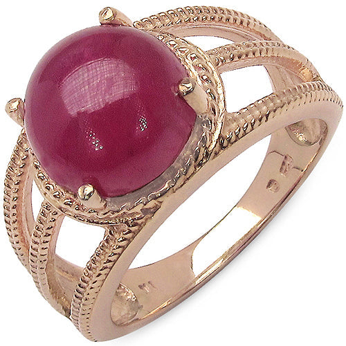 Bids.com 14K Rose Gold Plated 6.55 Carat Genuine Glass Filled Ruby .925 Sterling Silver Ring Rings White Smoke size 7.00,size 6.00,size 8.00,size 9.00