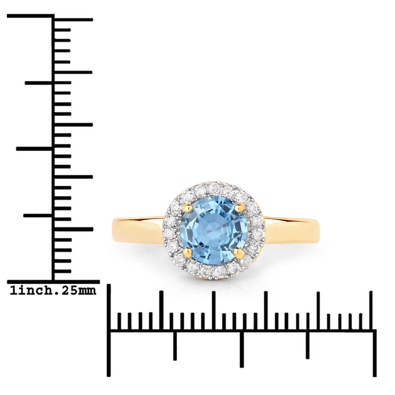 Bids.com 1.03 Carat Genuine Blue Sapphire and White Diamond 14K Yellow Gold Ring Rings White Smoke size 6.00,size 7.00,size 8.00,size 5.00,size 9.00