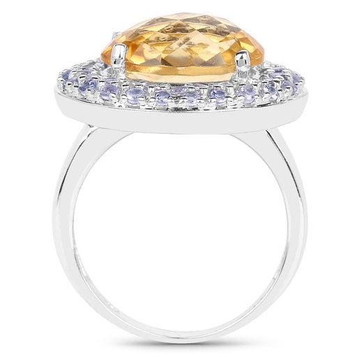 Bids.com 5.78 Carat Genuine Citrine and Tanzanite .925 Sterling Silver Ring Rings White Smoke size 7.00,size 8.00,size 8.50,size 6.00,size 9.00