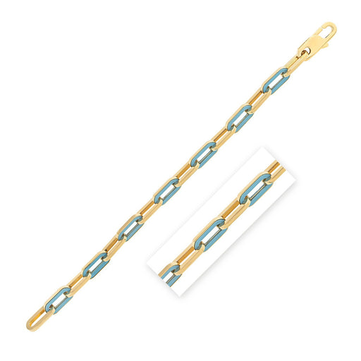 Bids.com 14k Yellow Gold Turquoise Paperclip Gem Link Bracelet (7.00 mm) Bracelets White Smoke 7.5 / Yellow Gold