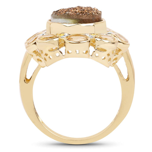 Bids.com 5.14 Carat Genuine Bronze Drusy and Citrine .925 Sterling Silver Ring Rings White Smoke size 5.00,size 9.00,size 10.00,size 6.00,size 7.00,size 8.00