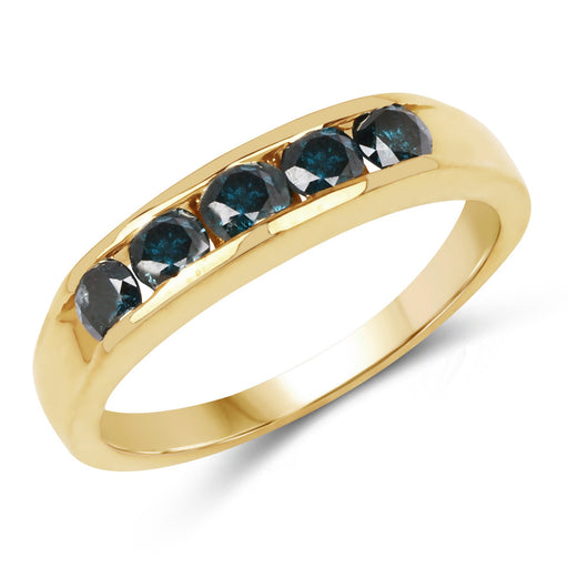 Bids.com 14K Yellow Gold Plated 0.80 Carat Genuine Blue Diamond .925 Sterling Silver Ring Rings White Smoke size 8.00,size 9.00,size 9.50,size 6.00,size 7.00