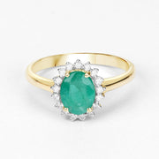 Bids.com 1.39 Carat Genuine Zambian Emerald and White Diamond 10K Yellow Gold Ring Rings White Smoke size 6.00,size 7.00,size 8.00,size 9.00,size 5.00,size 10.00