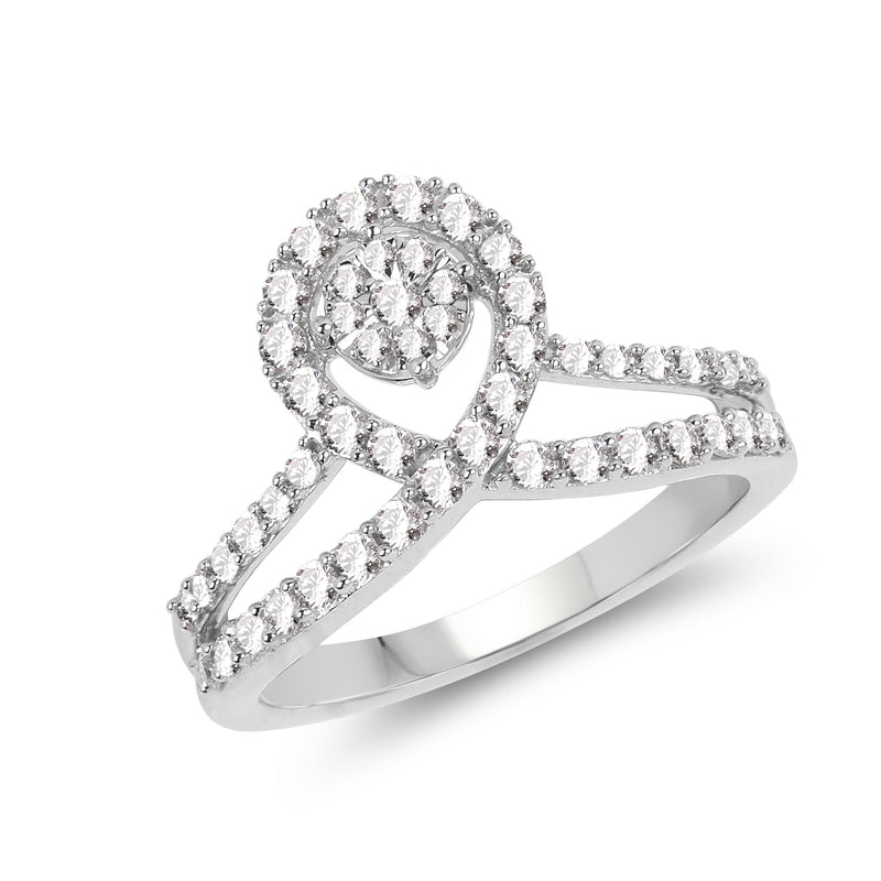 Bids.com 0.54 Carat Genuine White Diamond 14K White Gold Ring (G-H Color, SI1-SI2 Clarity) Rings White Smoke size 6.00