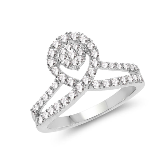 Bids.com 0.54 Carat Genuine White Diamond 14K White Gold Ring (G-H Color, SI1-SI2 Clarity) Rings White Smoke size 6.00