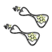 Bids.com 6.93 Carat Genuine Peridot and Black Spinel .925 Sterling Silver Earrings Earrings White Smoke