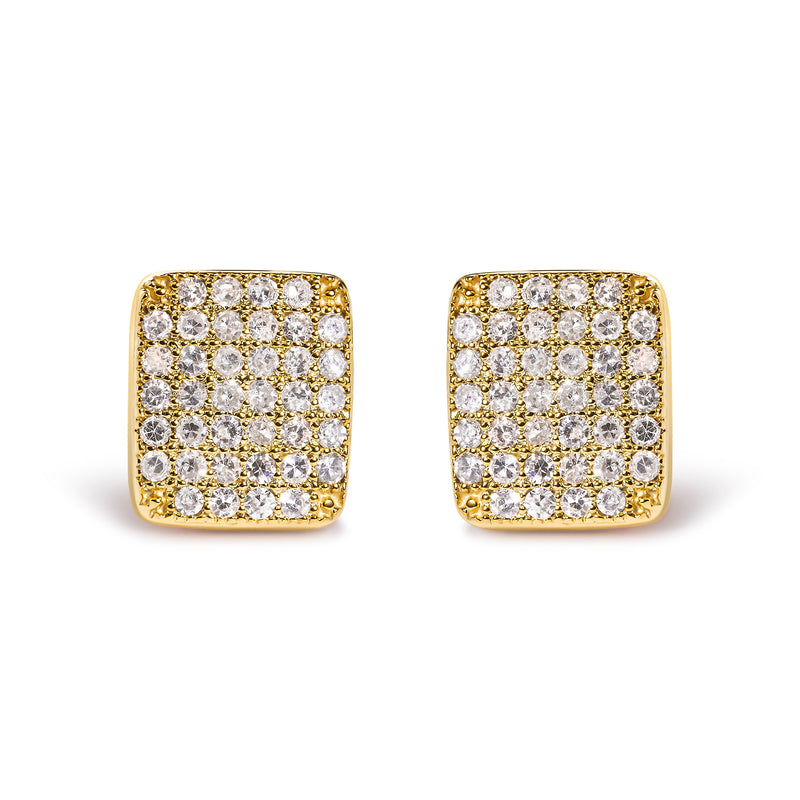 Bids.com 14K Yellow Gold 1/2 Cttw Diamond Square Shaped Composite Cluster Stud  Earrings (I-J Color, I1-I2 Clarity) Earrings White Smoke Yellow.Gold / 0.52