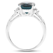 Bids.com 2.64 Carat Genuine London Blue Topaz and White Topaz .925 Sterling Silver Ring Rings White Smoke size 6.00,size 7.00,size 8.00,size 9.00,size 5.00,size 10.00